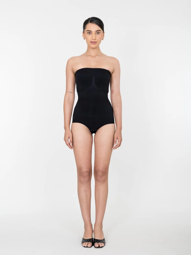 Shapercult Store Strapless Black Bodysuit for Women